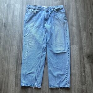 Levis 550 Relaxed Fit Jeans Mens 40x30 Light Wash Blue Tapered Leg Distressed